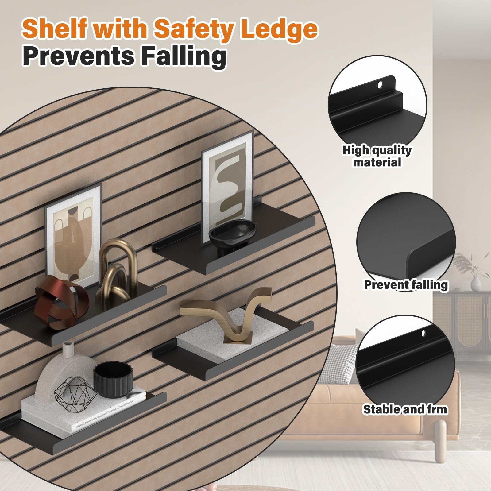 10 PCs Inch Slatwall Shelves, 13X6 Inch Metal Slat Wall Shelves Accessories,
