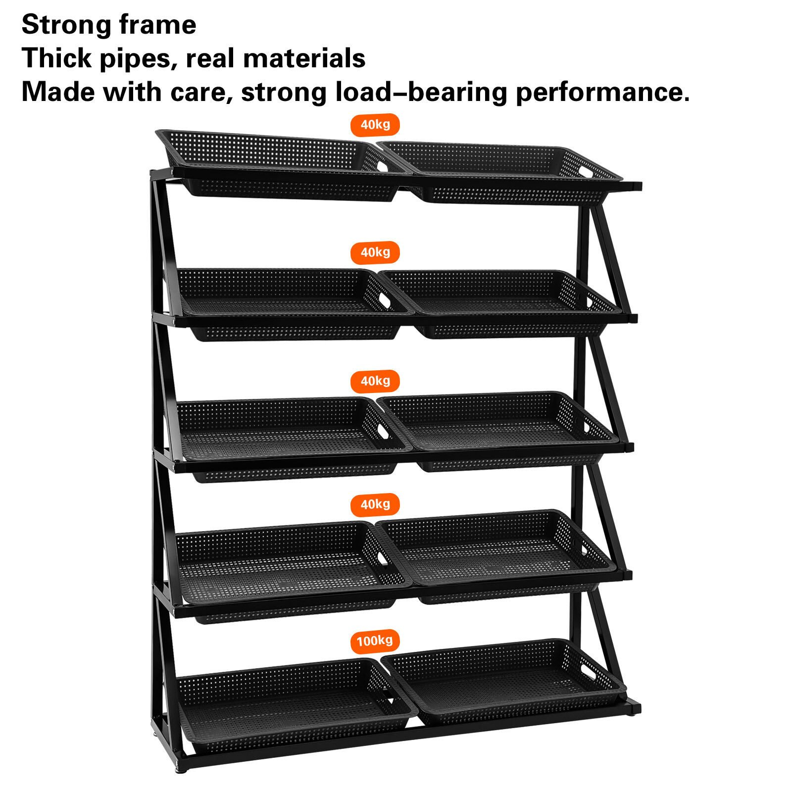 Market Retail Display Rack Shelf Merchandiser Fruit Vegetable Snack 10pcs Basket