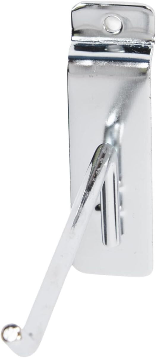 Slatwall Peg Hooks 100 Chrome Metal 4″ Slat Grid Wall Display 6mm Dia. Tubing