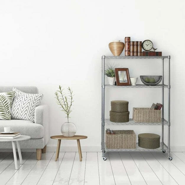 Seville Classics 4-Tier NSF Steel Wire Shelving, 36″ W X 14″ D X 56.5″ H, Silver