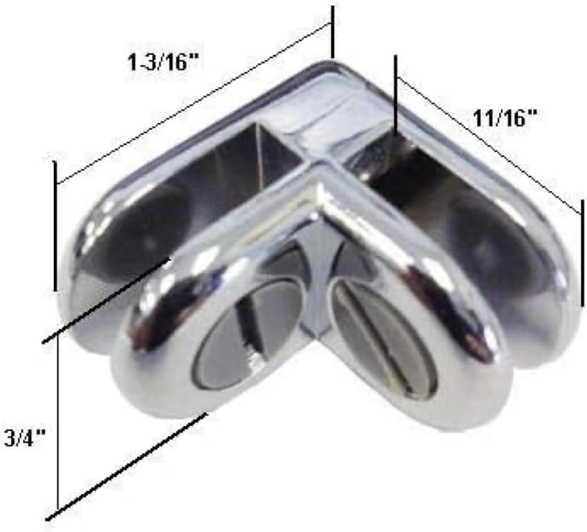 20 Pcs Chrome Metal 2 Way Glass Shelf Connector 3/16″ Tempered Glass 90 Degree