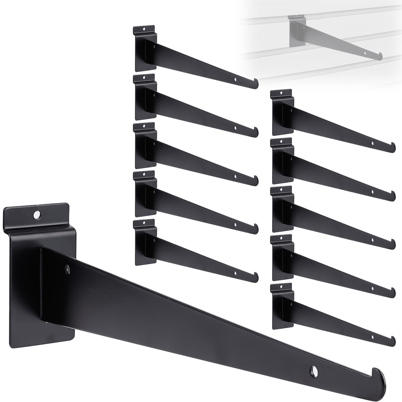 12 PCS Slatwall Shelf Brackets Metal Slat Wall Brackets With Lip Hardware