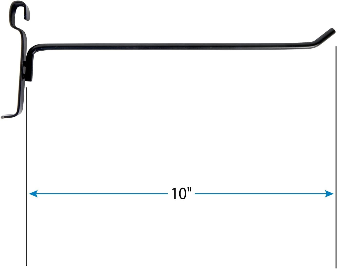10″ Wire Grid Hooks Hook Peg Gridwall 100 Black 6mm Tubing 3″ OC Display Slat