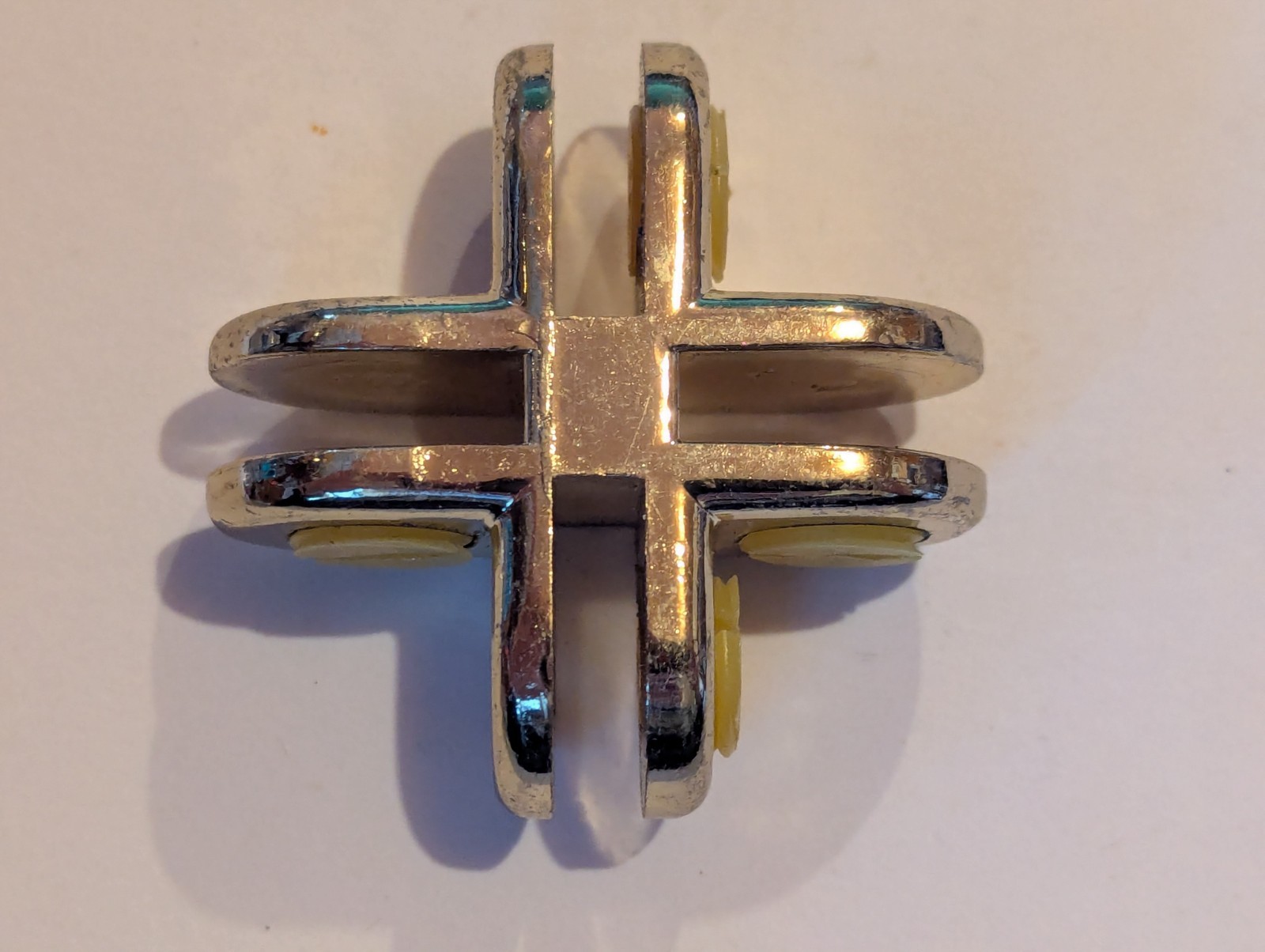 Lot of 8 Gold Colored 4-Way Glass Connector for 3/16 Inch Tempered Glass Shelf