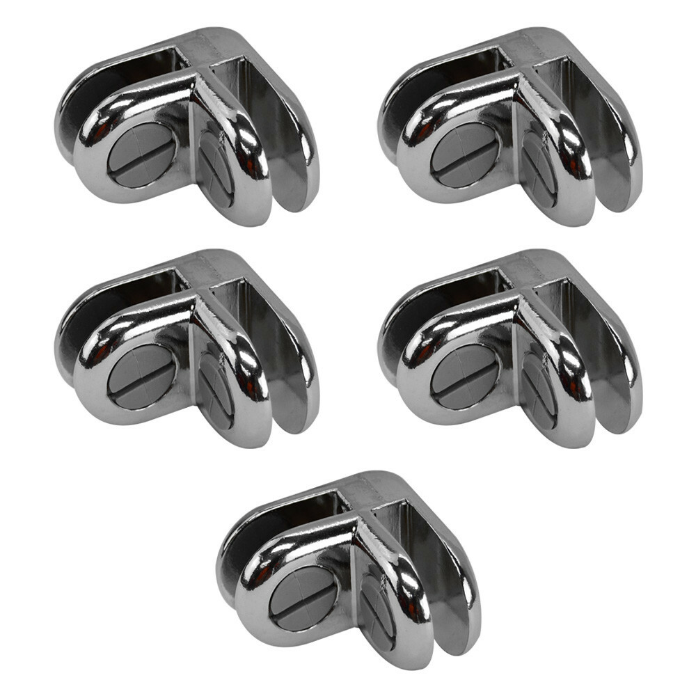 Set Of 50 Pieces Chrome 2-Way Glass Display Connector 3/16 Inch Tempered Glass