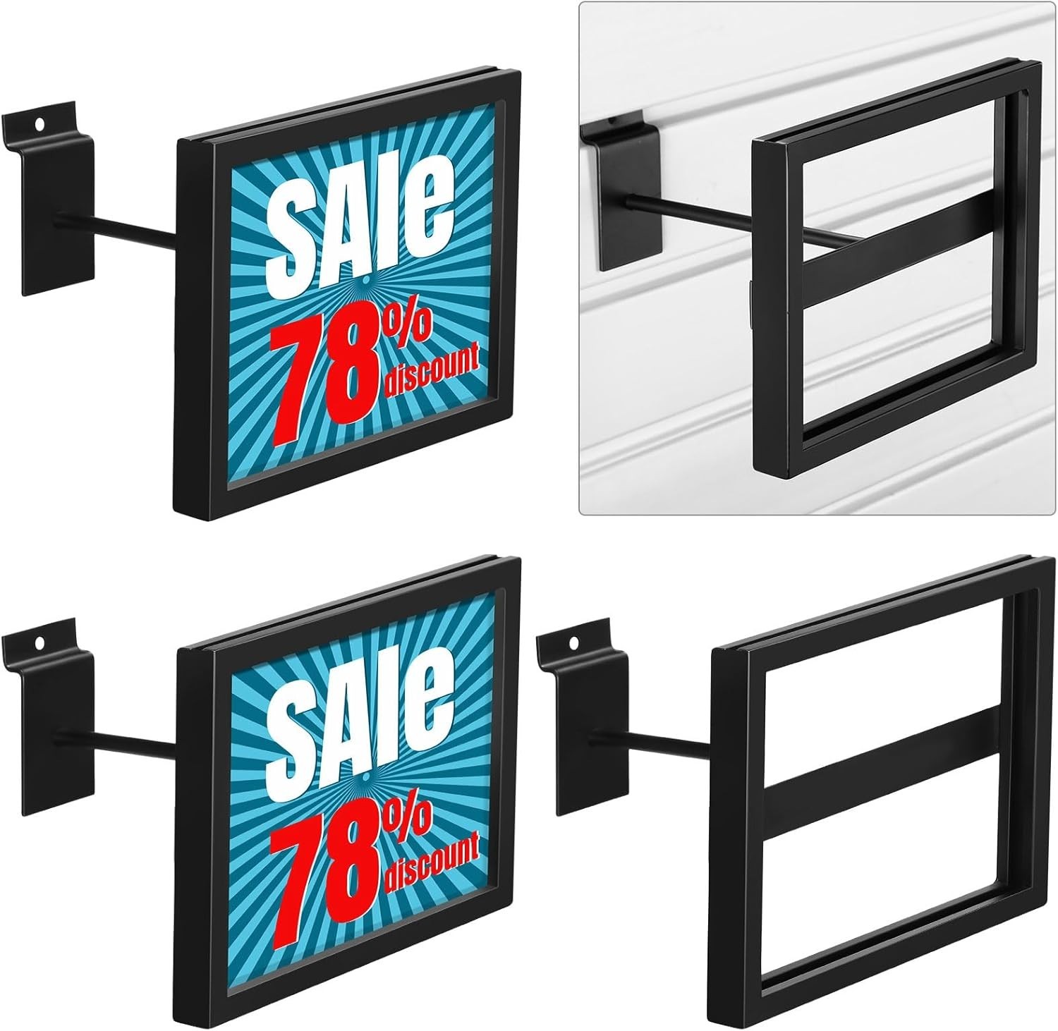 4 Pcs Rectangular Faceout Sign Holders for Slatwall Holds Gridwall Acc. 7″x5.5″