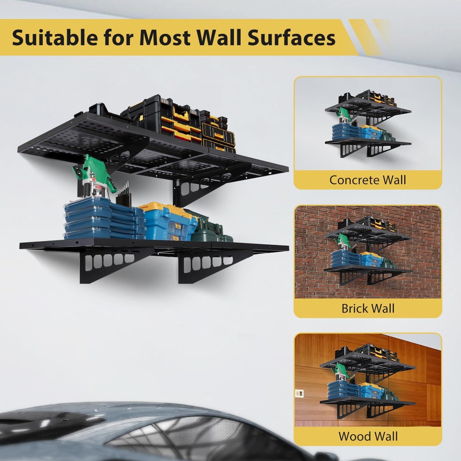 2 Pack Garage Wall Shelves, 48″X 20″ Garage Shelving Wall Mounted, 2 PACK