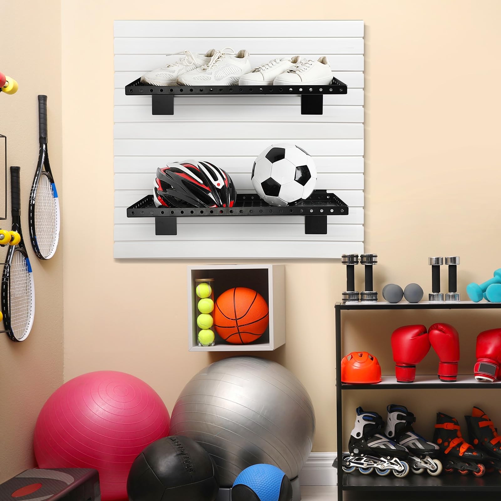 2 Pcs Slat Wall Shelves, Heavy Duty Metal Slatwall Shelf for Retail, Garage, …