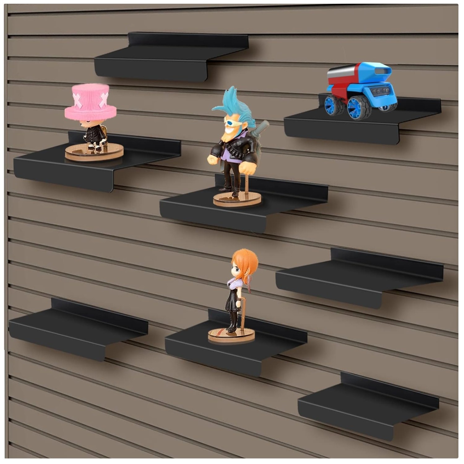 20-Piece Metal Slatwall Shelves Set, Black Display Shelves