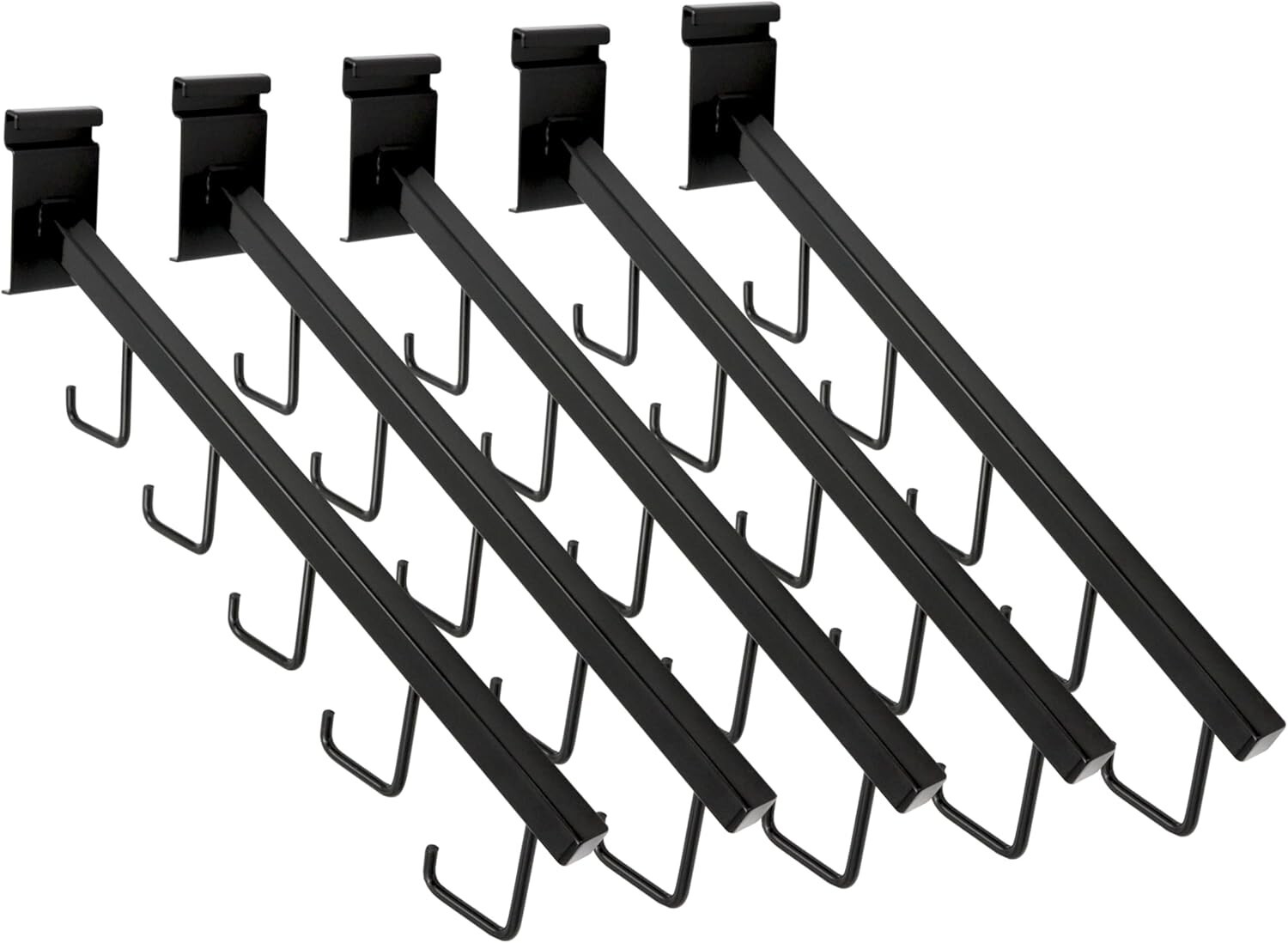 Set of 5 Wire Grid Black J-Hooks Waterfall Faceout Purse Handbags Clothing