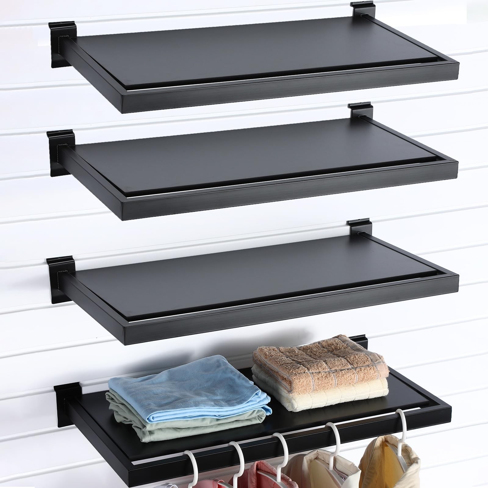 Blulu 4 Pack Slatwall Shelf, 23. 6×11. 8 Inch Wooden Wall Shelves with Metal …