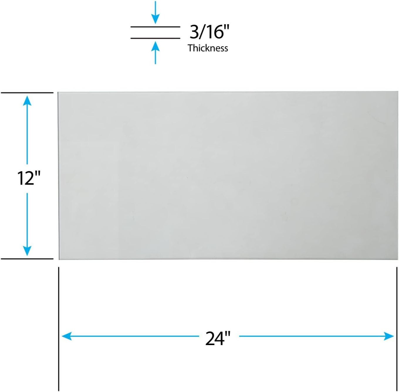 Tempered Glass Shelves 12″ Wide x 24″ Long x 3/16″ Set of 2 Beveled Edges