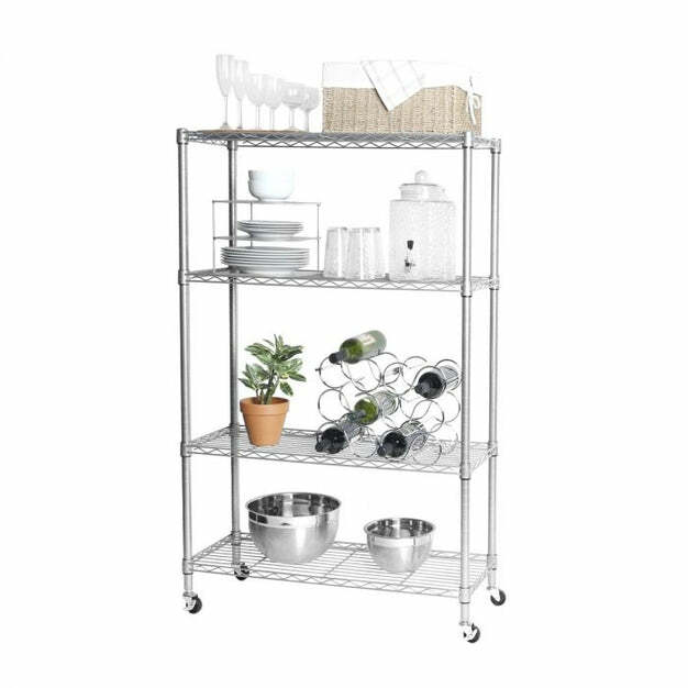 Seville Classics 4-Tier NSF Steel Wire Shelving, 36″ W X 14″ D X 56.5″ H, Silver