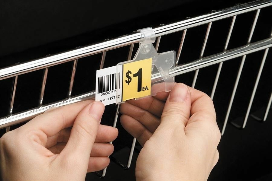 Self-Piercing Price Tag Label Holders-WIRE SHELF BASKET TAGS CLIP▪ON HOLDERS