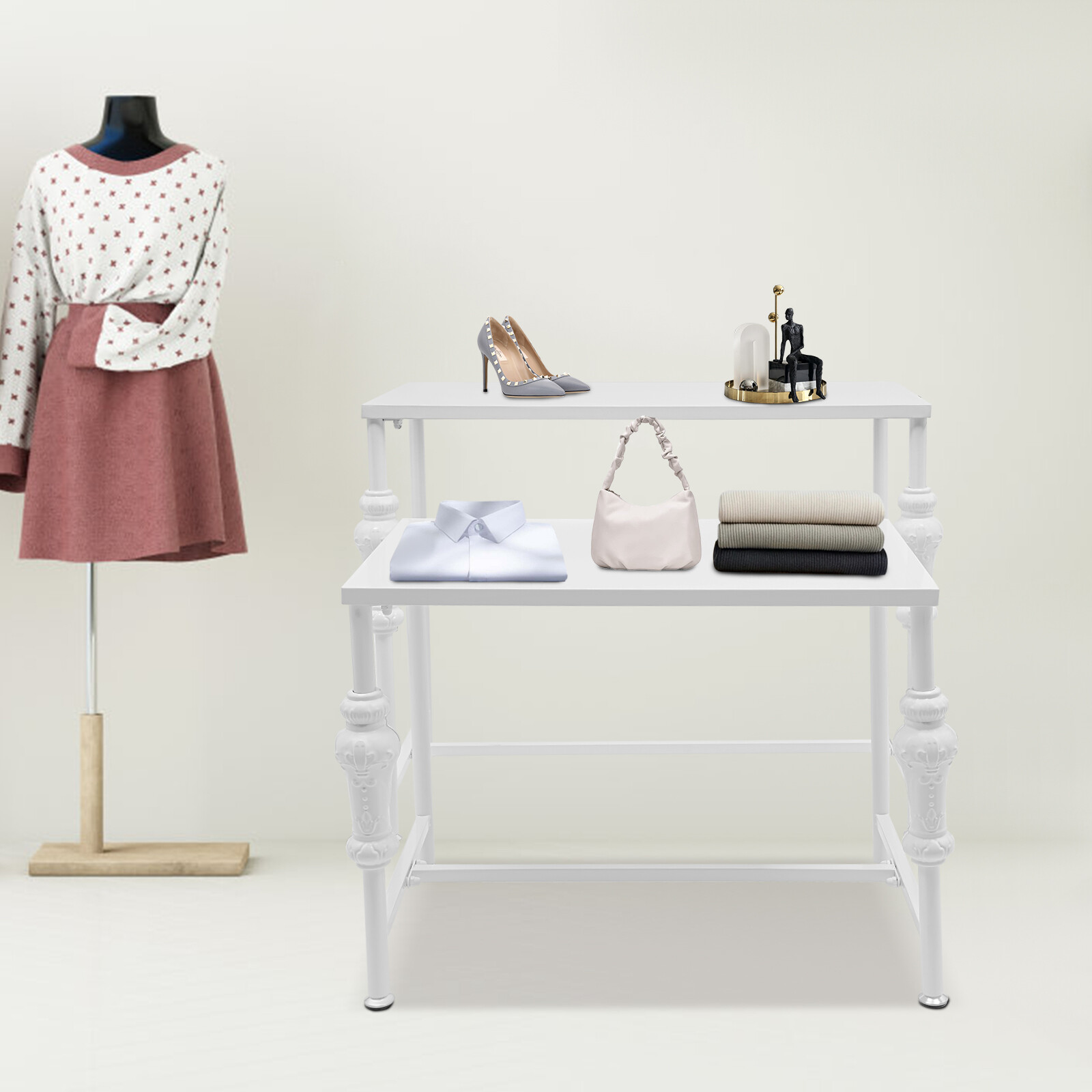 Industrial Retail Table Display Stand Bag Display Rack Shoes Rack Shelves