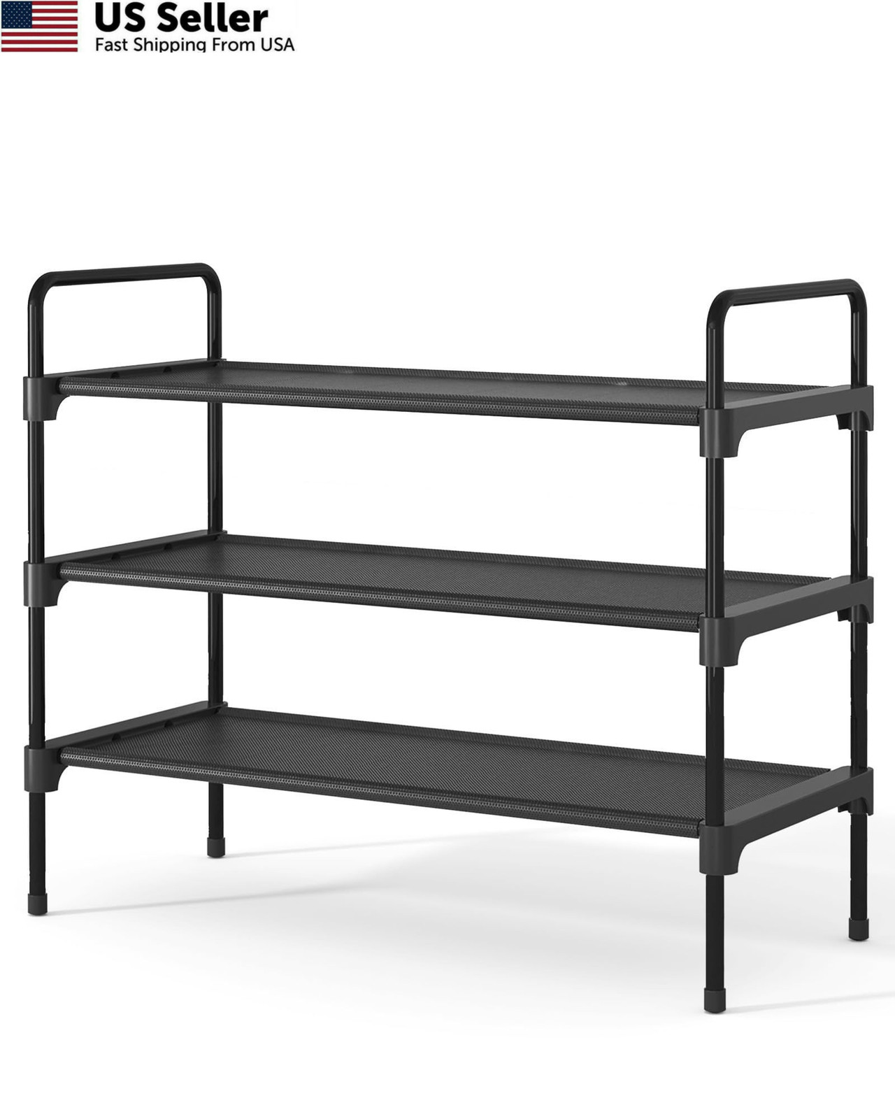 Shoe Rack Kitsure 3 Tier 27.6″ Wide Space Saving Closet Zapateras Fast Ship USA