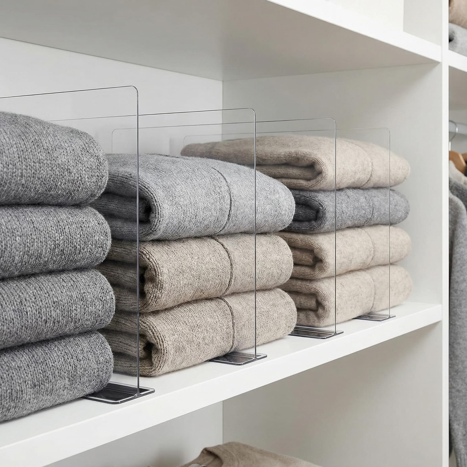 Baluue 6 Pack Shelf Dividers for Metal Shelves, Closet 7.9 × 2.4 inch, Clear