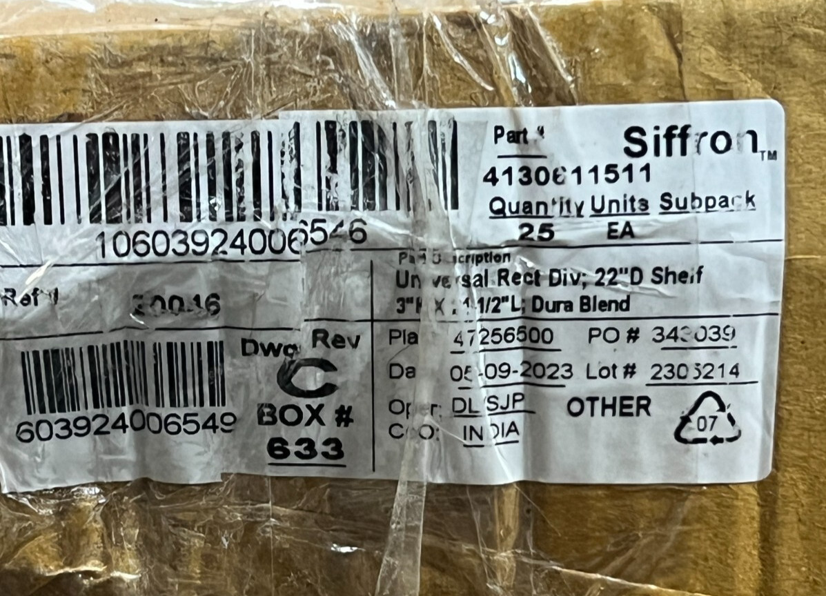 (QTY 25) SIFFRON Universal Front Fence & Rectangle Divider 4130611511