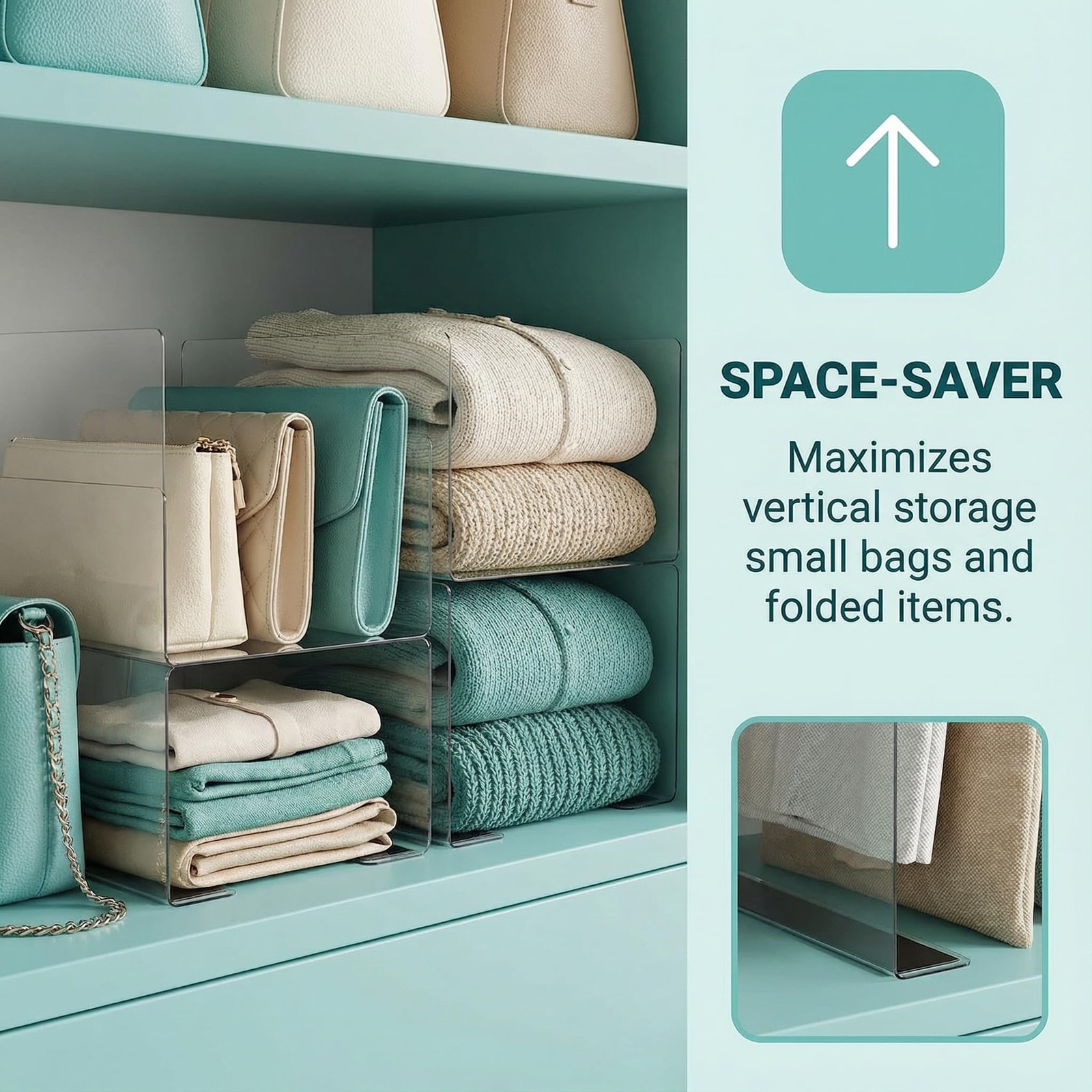 Baluue 6 Pack Shelf Dividers for Metal Shelves, Closet 7.9 × 2.4 inch, Clear