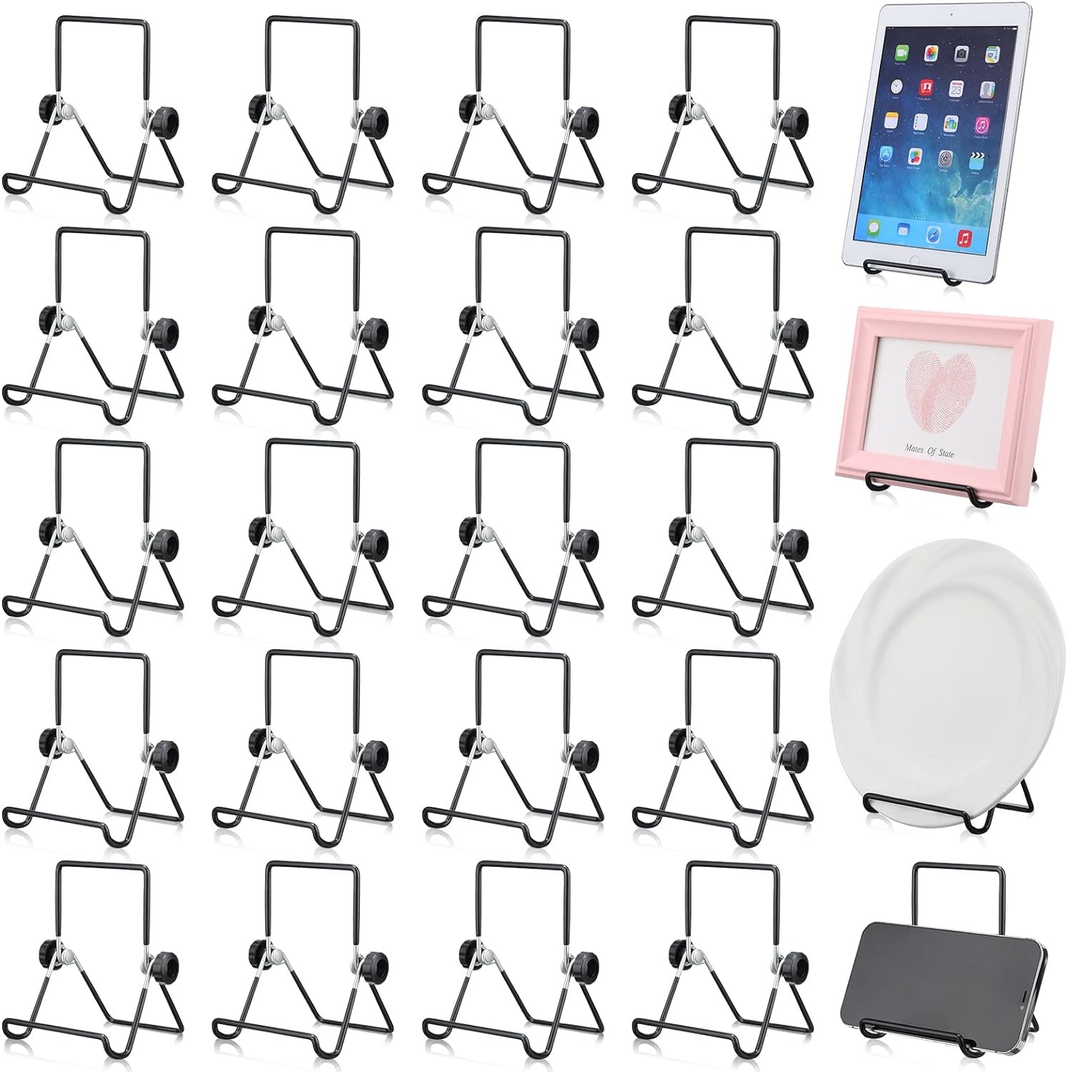 Kenning 24 Pack Book Stand, Foldable Picture Holders for black and silver