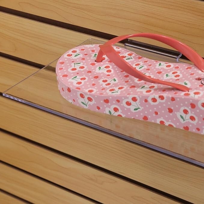 Lot of 12 Slatwall Shelves Shelf Shoe 12″ x 6″ Flat Styrene Clear Acrylic Slat