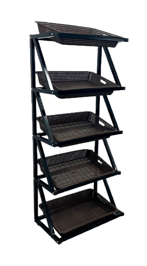 Retail Display Shelf 5 Tier Grocery Basket Merchandiser Fruit Vegetable Snack