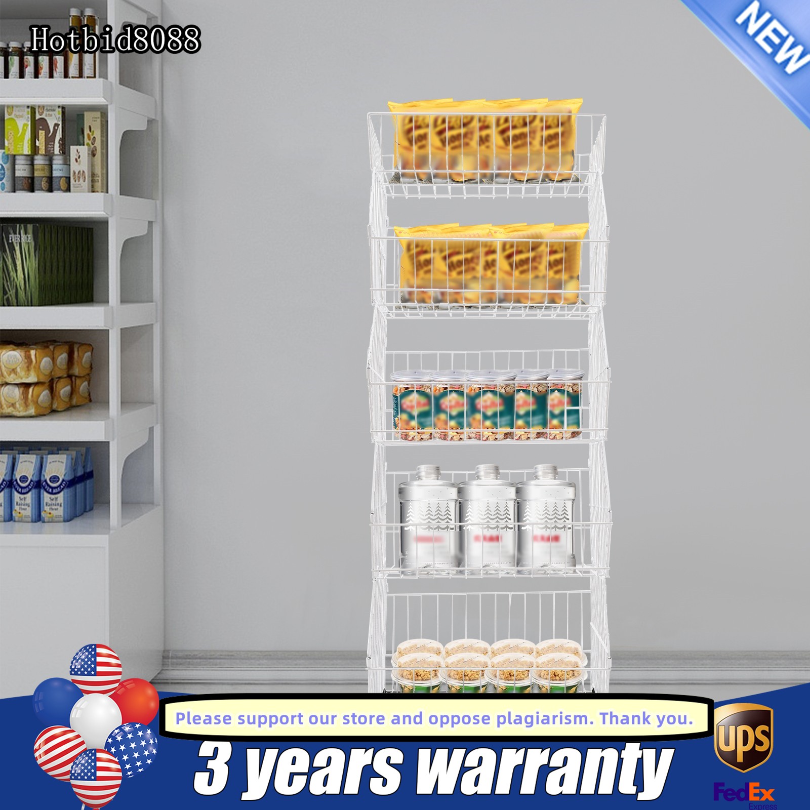 5 Tier Display Rack For Supermarket Kitchen Vegetable Storage Basket Shelving