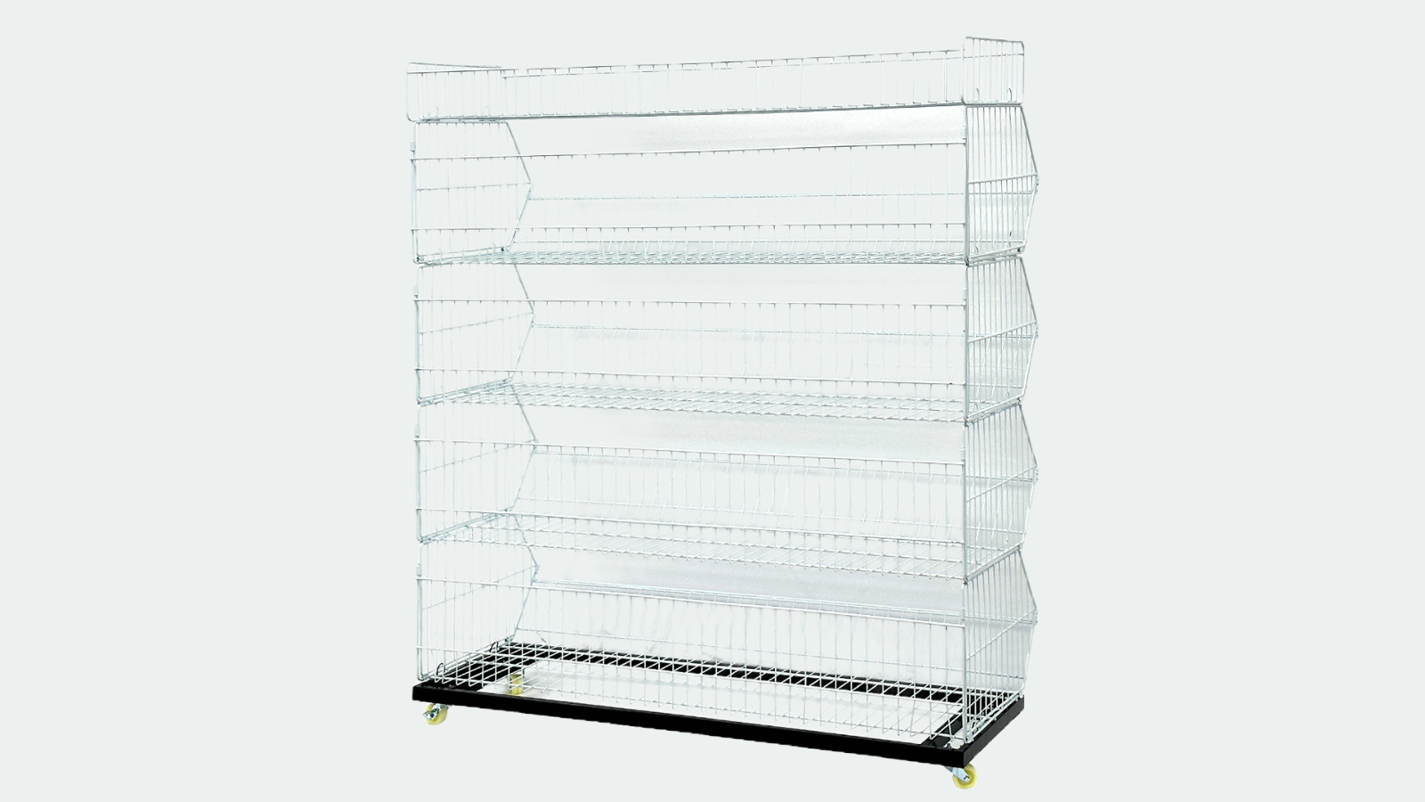 48″ Retail Display 5 Tier Wire Grid Shelf Merchandise Rack Stand with Wheels