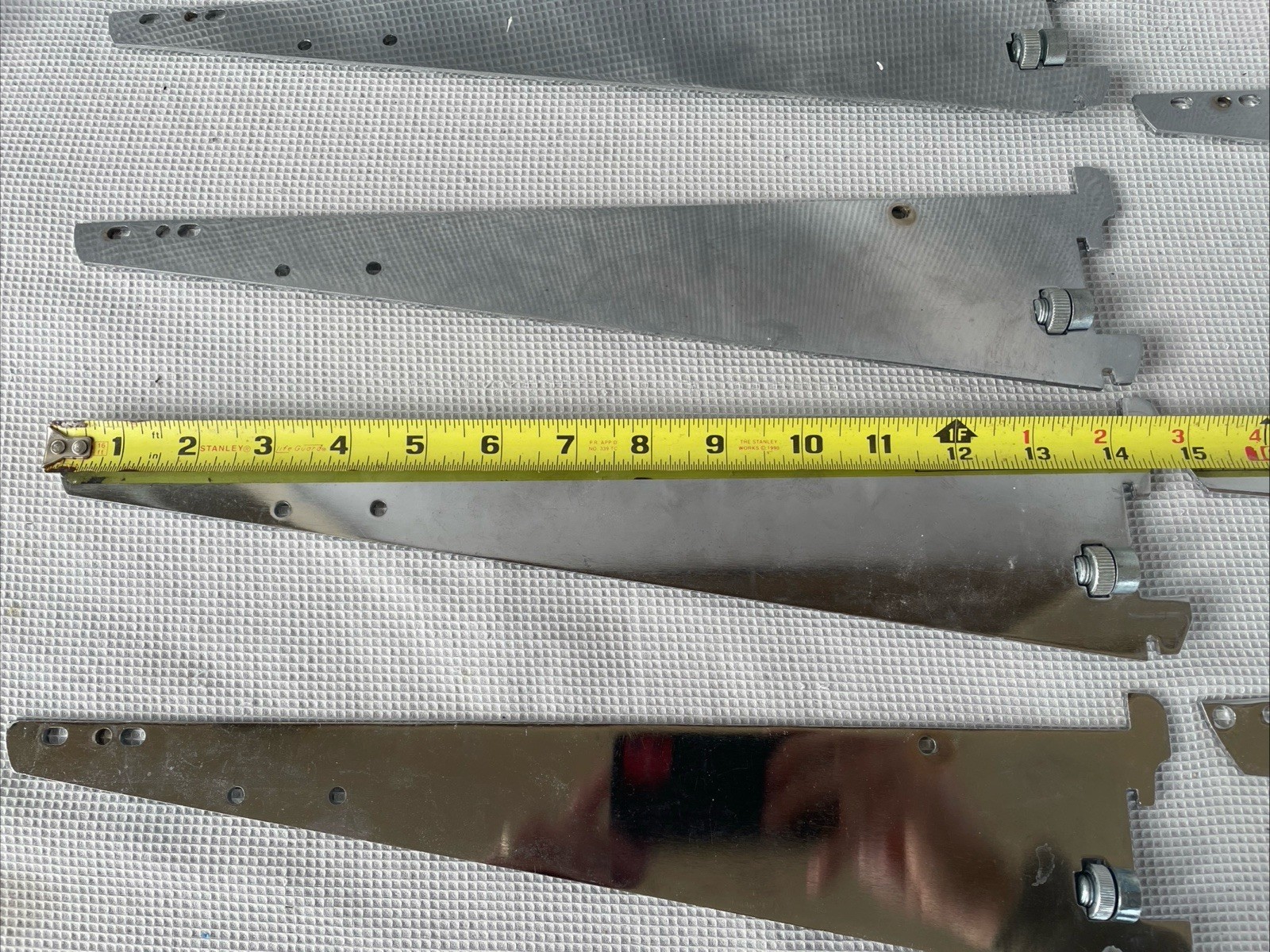 Single Slotted 14” Chrome Shelf Fixture Brackets Lot Of 9 W/Locking Nut/Screw