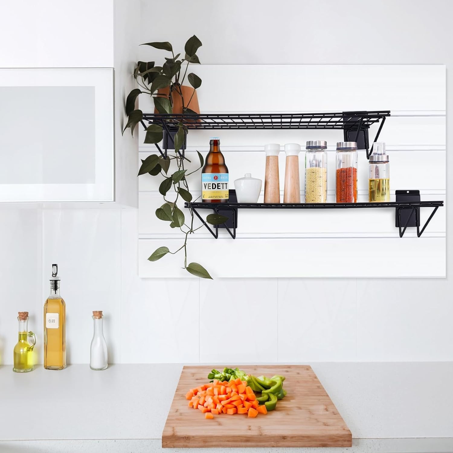 Sturdy 24-Inch Black Slat Wall Accessories – Easy Mount Shelving – 2 Piece Set