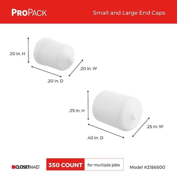 (350-Pk) ClosetMaid ProPack Wire Shelving End Caps Small and Large 2186600