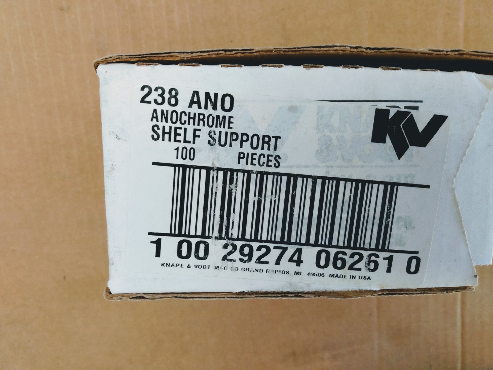 Knape & Vogt 238 Anochrome Finish Shelf Support Clips Box of 100 pieces