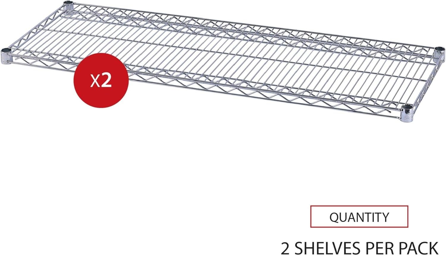 Industrial Wire Shelving Extra Wire Shelves 48w x 18d Silver Case of 2