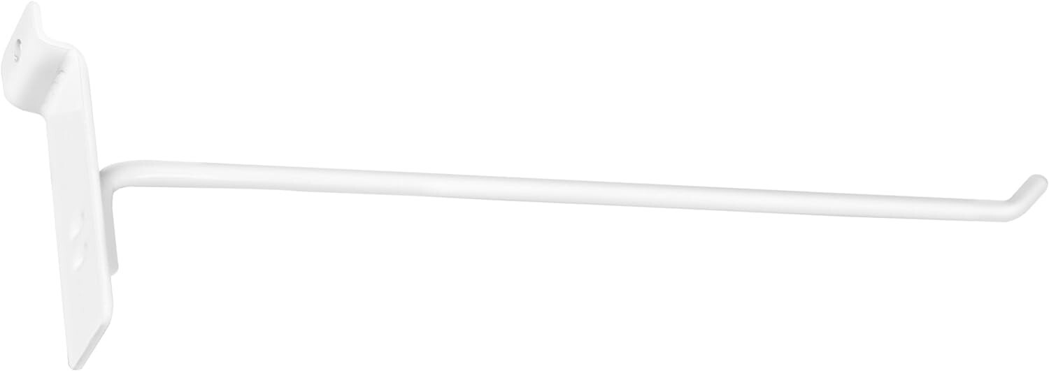 Lot of 100 White 12″ Slatwall Peg Hooks Slat Wall Display 6mm Diameter Tubing