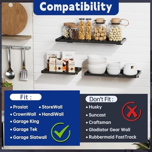 Heavy Duty Slatwall Shelf 16x12Inch, Steel Slatwall Accessories Storage Rack for