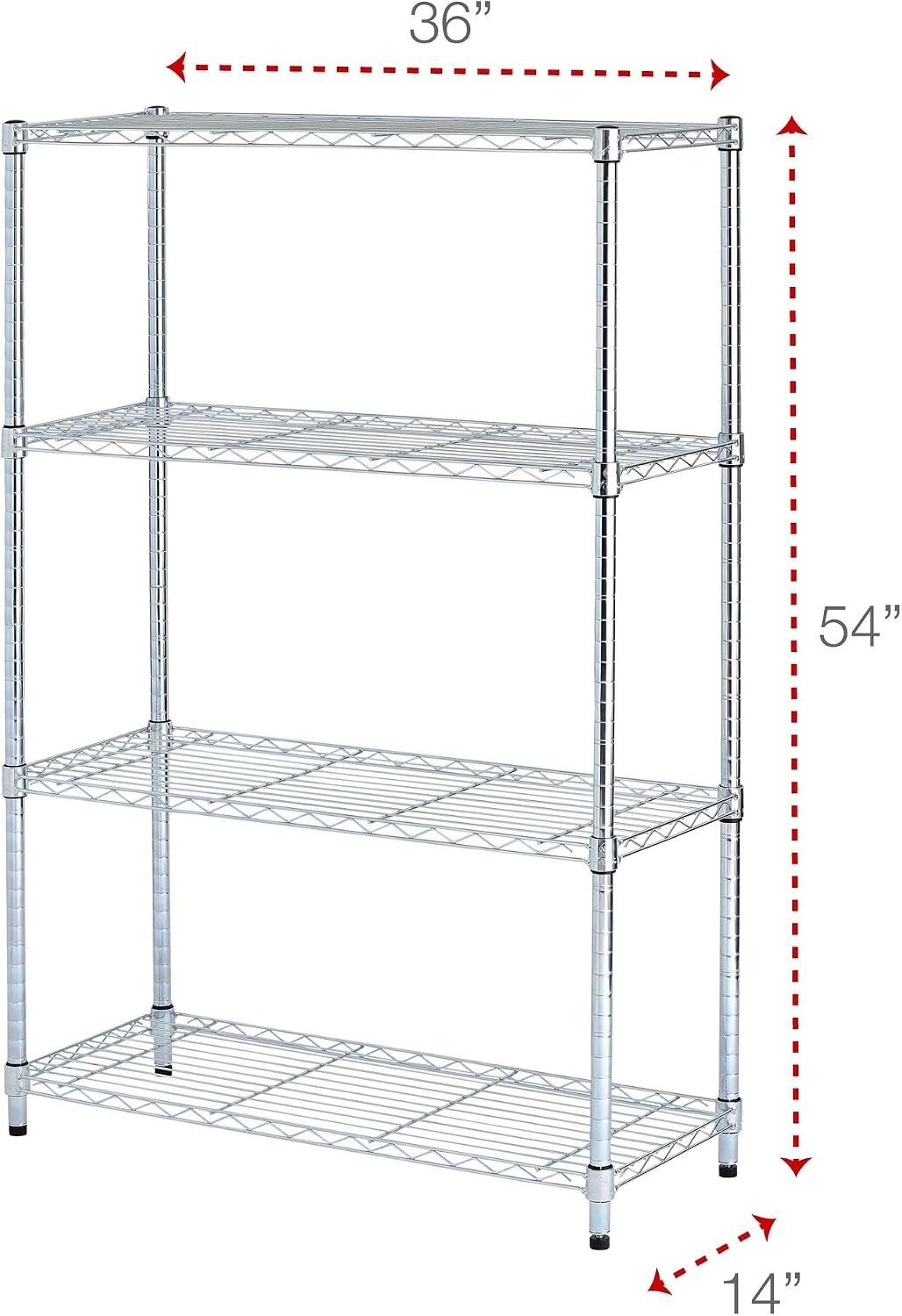 ALE Residential Wire Shelving Four-Shelf 36w x 14d x 54h Silver