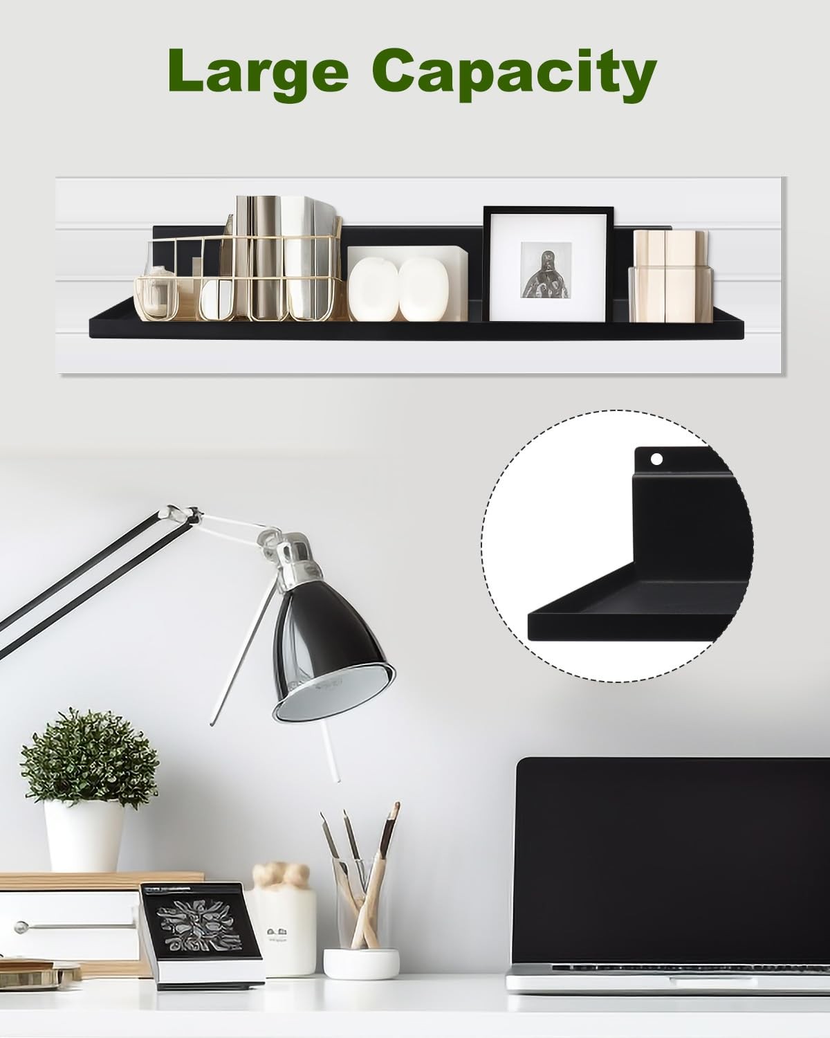 Alffun Metal Slatwall Shelves, 8 Pack 17×8 Inch Slat Wall Hanging Shelf Acces…