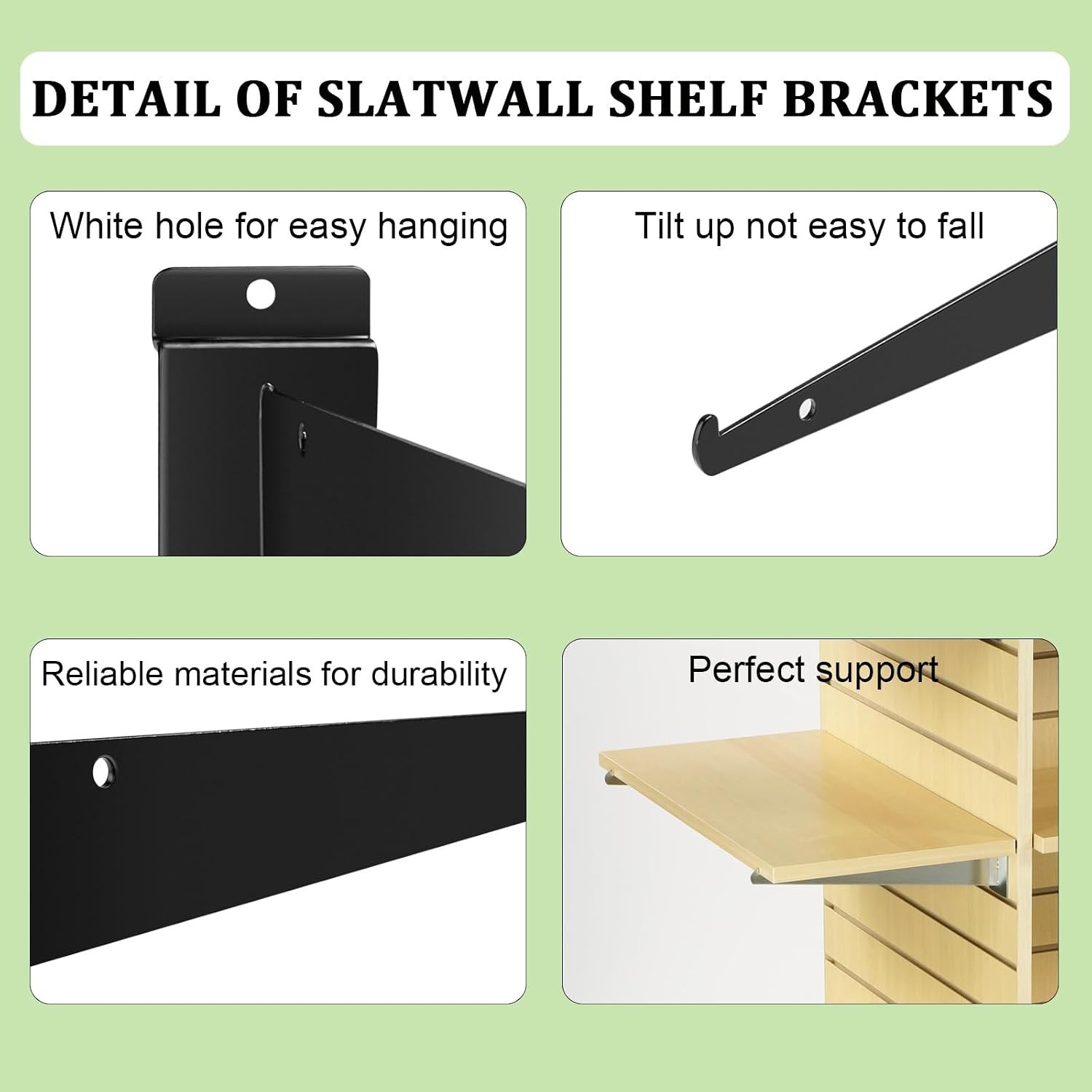 Versatile 12 Inch Slat Wall Shelf Brackets – Perfect for Home and Retail, 6 Pack