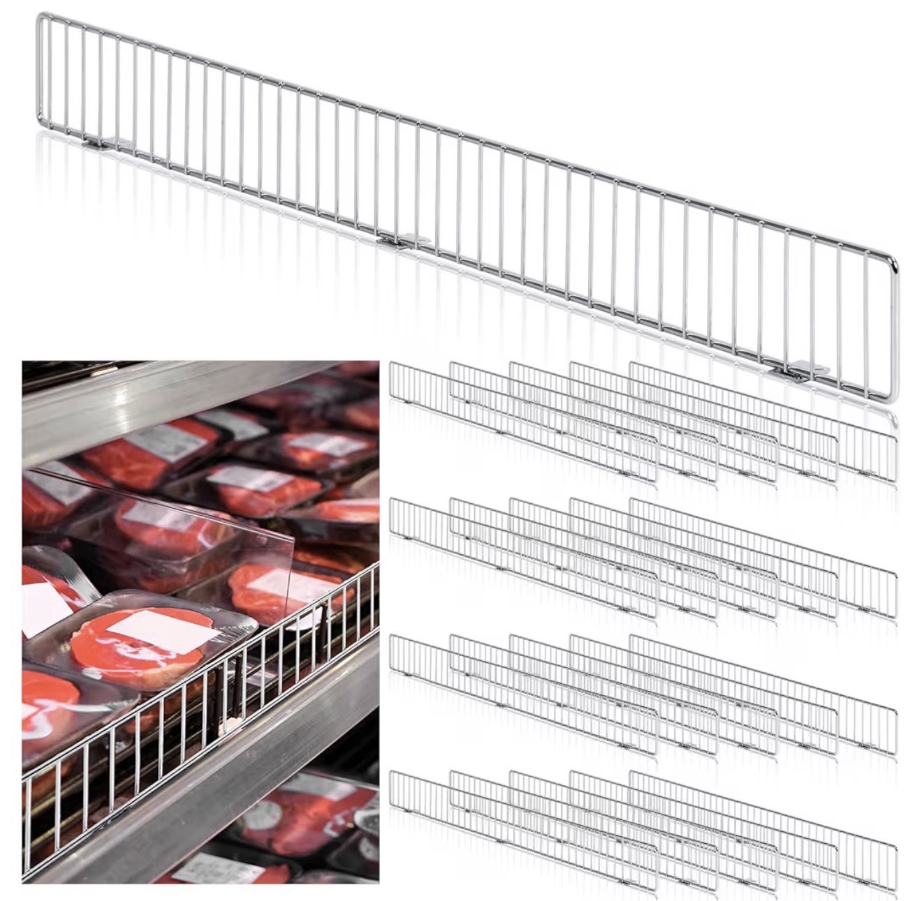 20 Pcs Retail Gondola Shelf Front Wire Fence Guard Rail 36″ x 3″