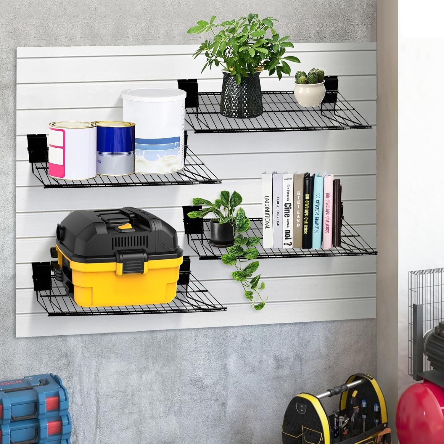 2-Pack Slatwall Wire Shelves 24 Heavy Duty Garage Storage Accessories