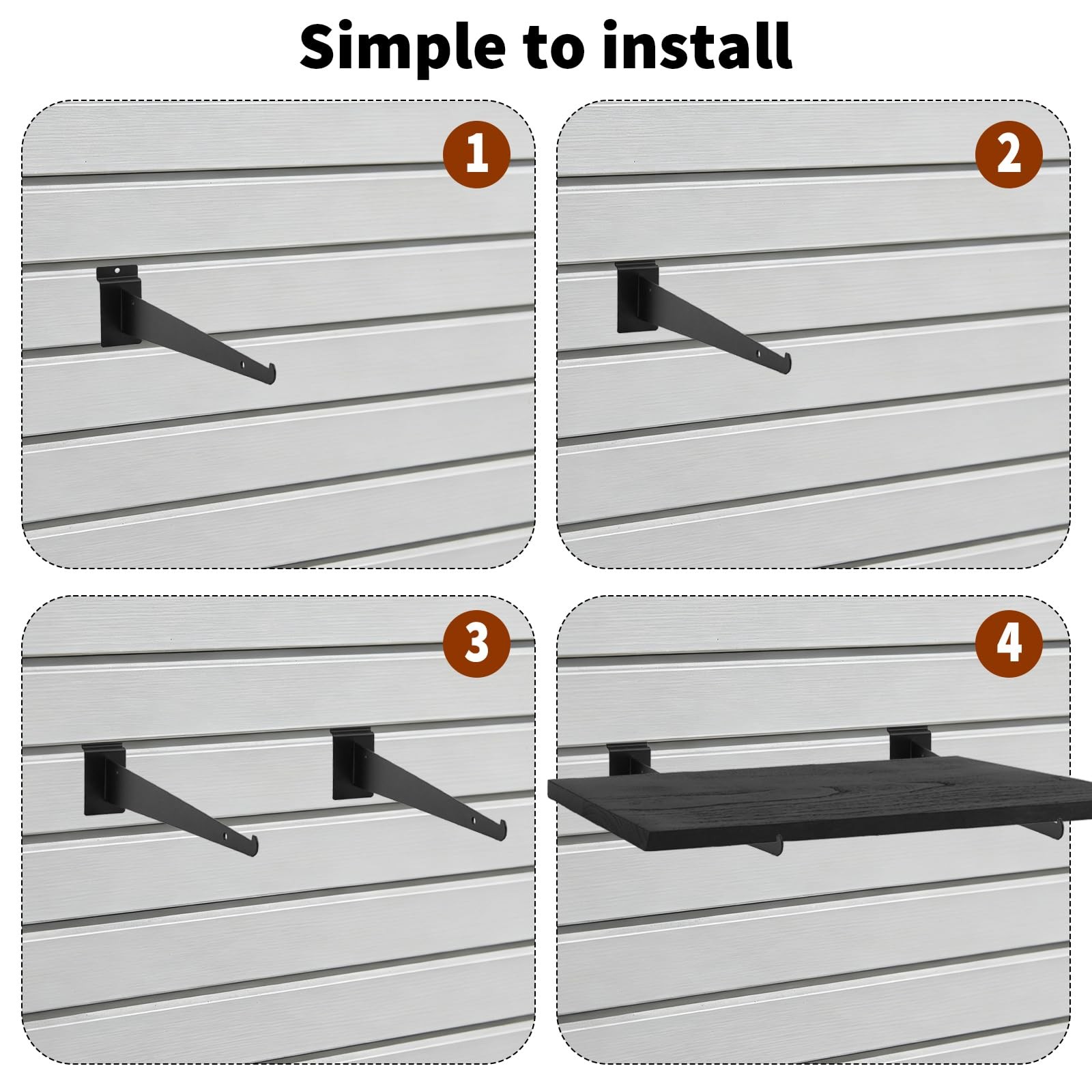 PEDOBALI 6 Pcs Wooden Slatwall Shelf with Metal Brackets 24 x 12 Inch Slatwal…