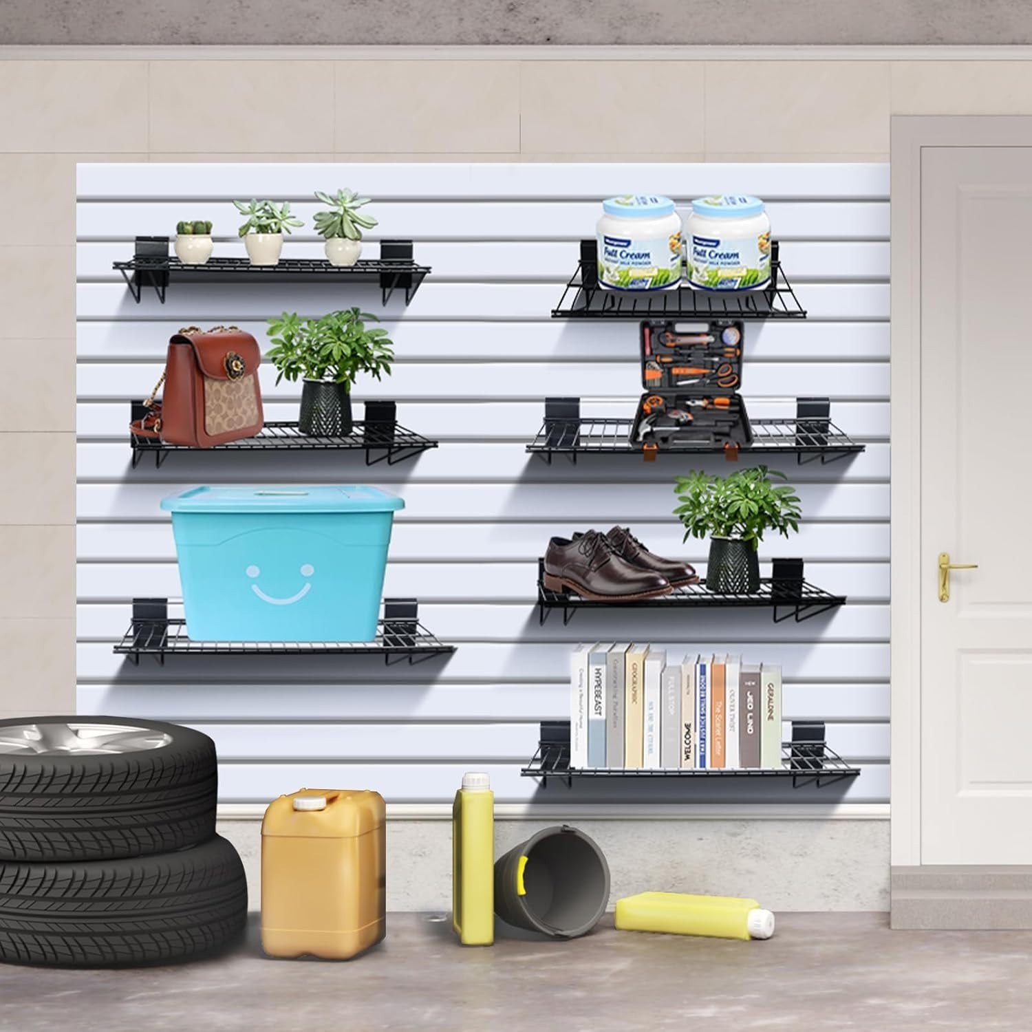 2-Pack Slatwall Wire Shelves 24 Heavy Duty Garage Storage Accessories