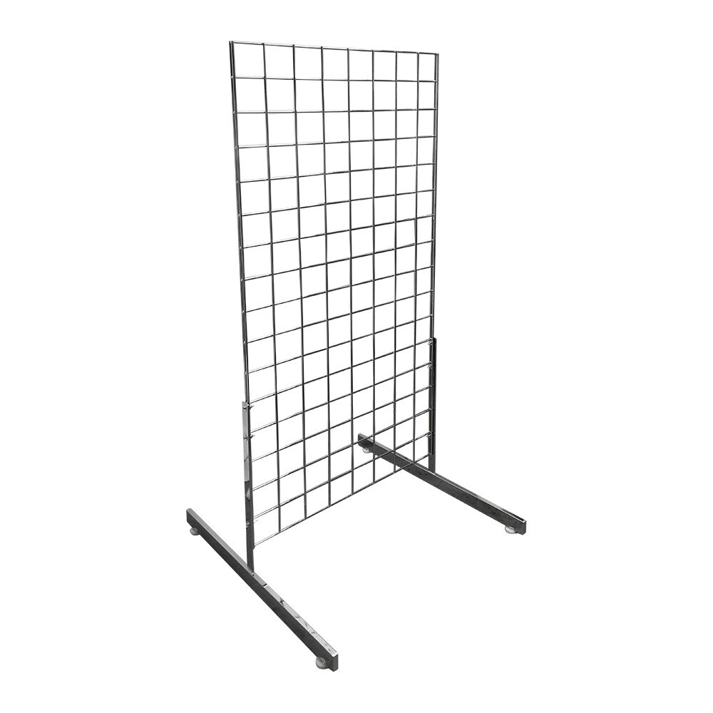3 Pc CHROME Gridwall panels 2′ x 4′ T-Leg Stands Display Hanging Fixture