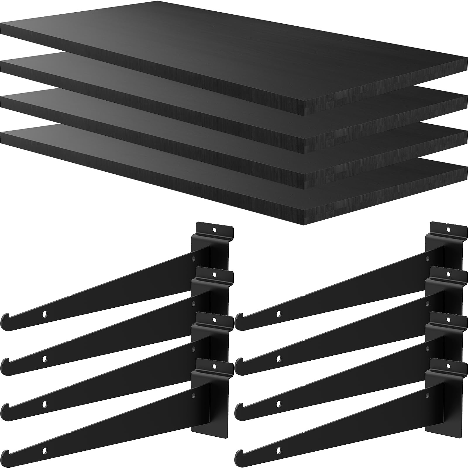 BeapTcely 4 Pack Large Wooden Slatwall Shelf, 24 x 12 Inch Slatwall Shelves w…