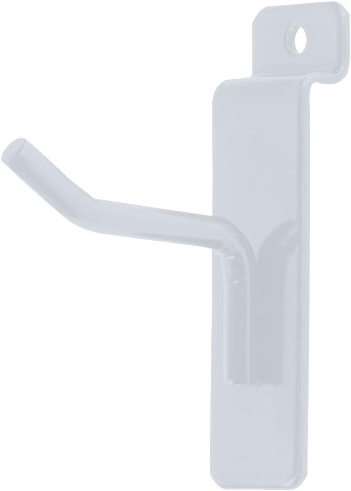 100 White 2″ Slatwall Metal Peg Hooks Slat Wall Display 6mm Diameter Tubing