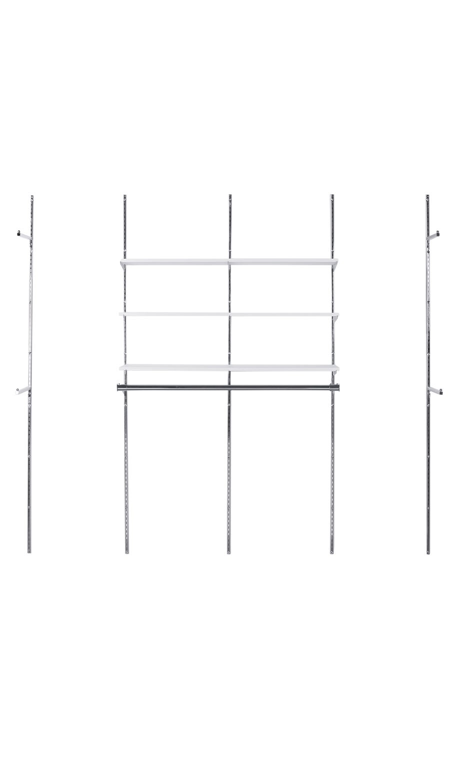 SSWBasics Slotted Standard System Kit 1 Chrome Strut Channel Shelf Rail