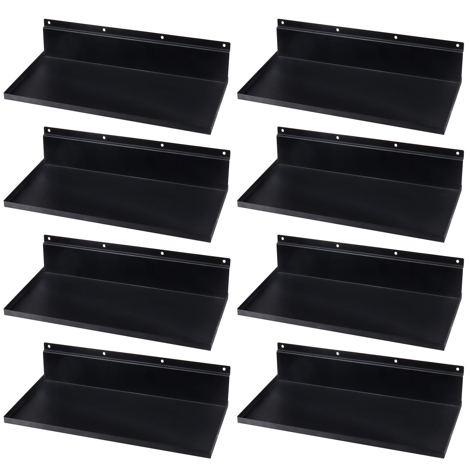 Alffun Metal Slatwall Shelves, 8 Pack 17×8 Inch Slat Wall Hanging Shelf Acces…