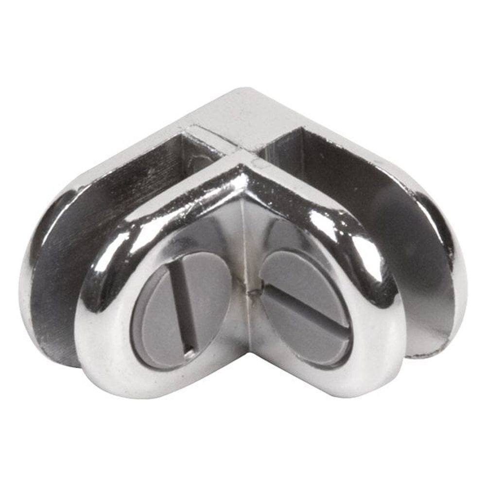 5 Pcs Chrome Metal 2 Way Glass Shelf Connector 3/16″ Tempered Glass 90 Degree