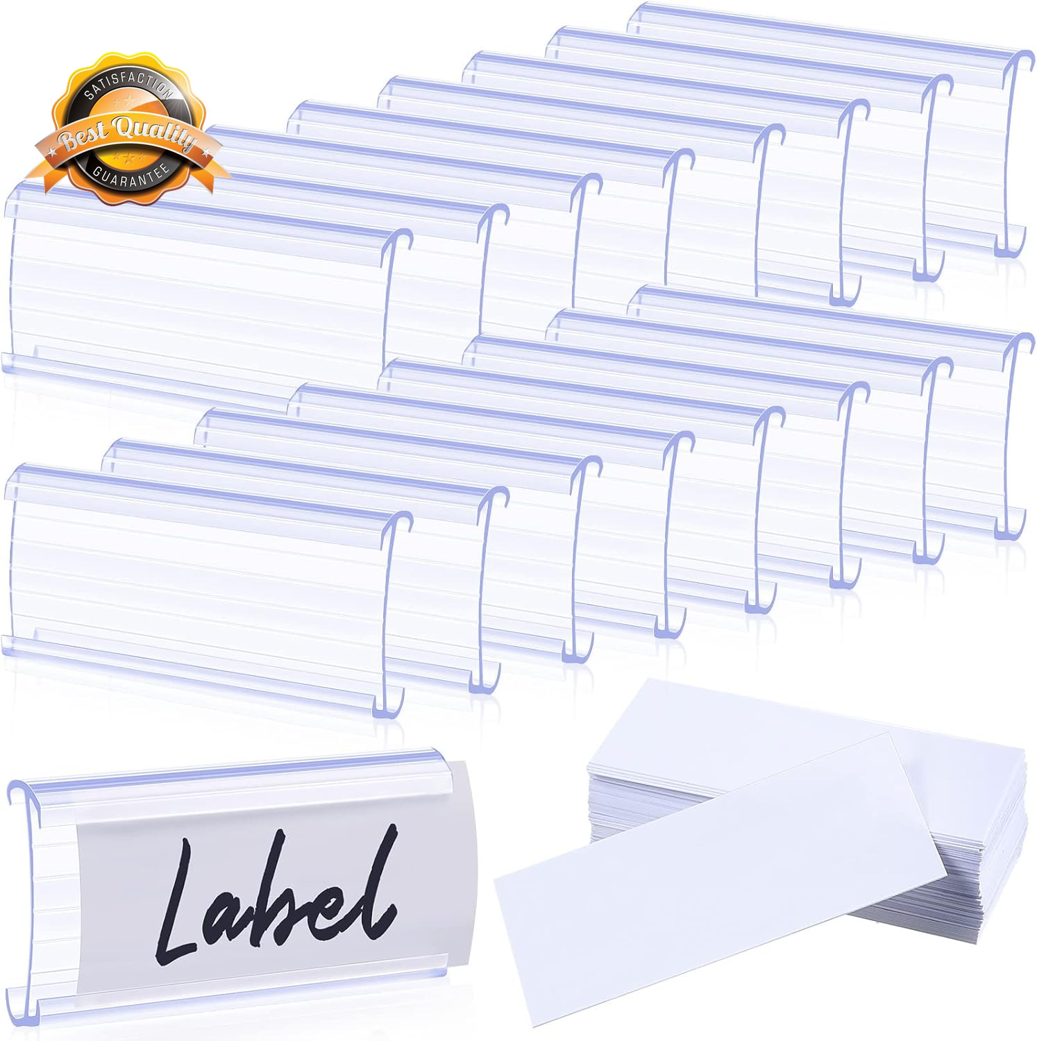 100pc Wire Shelf Label Holders Plastic Tags Paper Inserts 1-1/4″ Clip