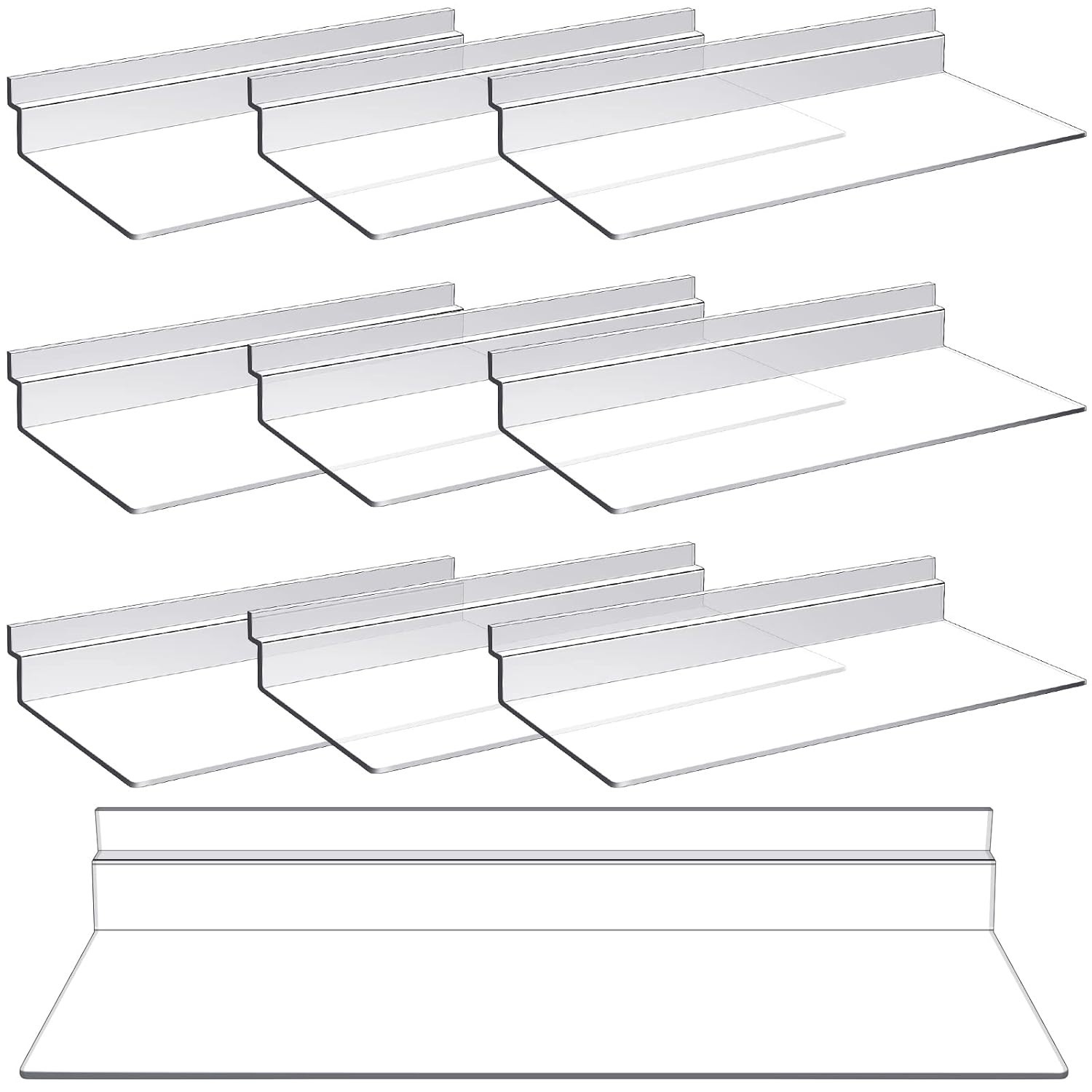 10 Pack 4 X 10 Inch Slatwall Shelves Hanging Accessories Clear Slatwall
